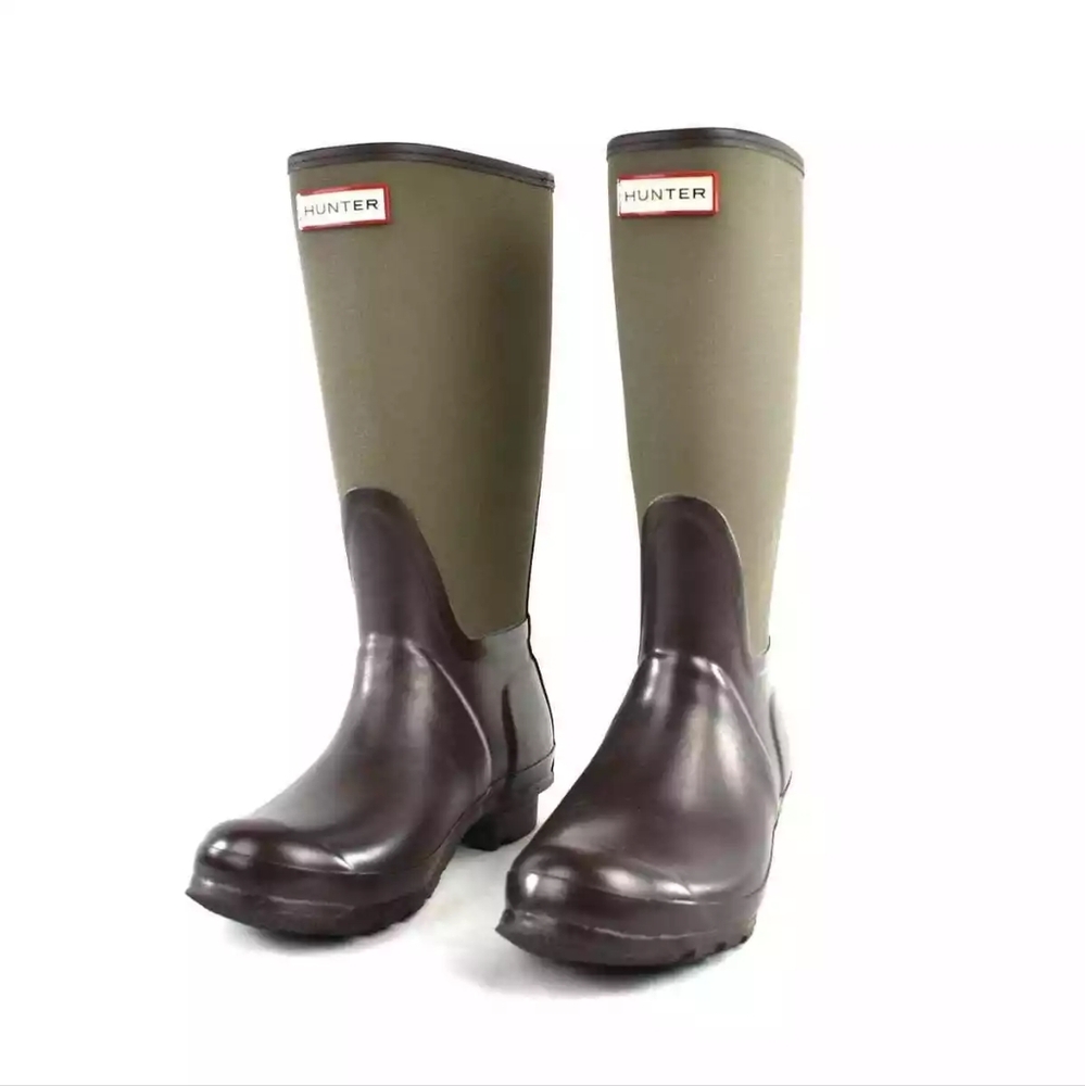 Hunter Arlen Olive And Brown Rain Boots